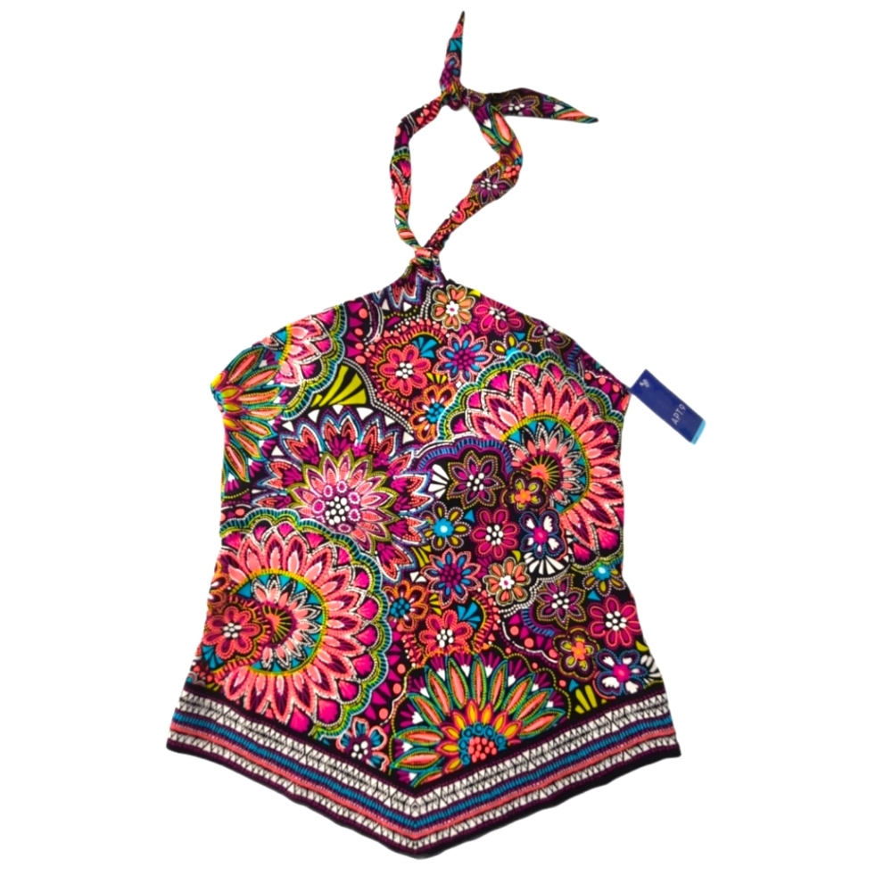 Women's Apt.9 Print Scarf-Hem Halter Tankini NWT - Picture 2 of 6